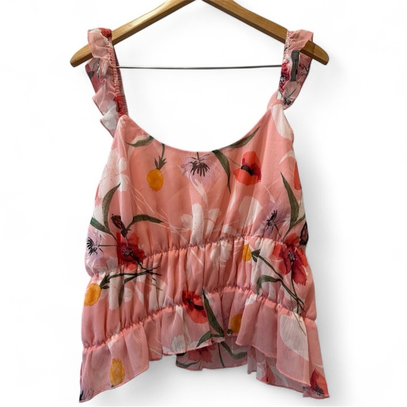 Leith‎ Floral Chiffon Skirt and Ruffle Crop Tank Top - Picture 7 of 11
